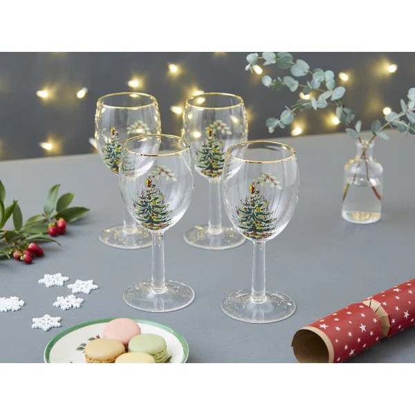 Spode Christmas Tree Wine Glasses 13 Oz (Set of 4) | Wayfair North America
