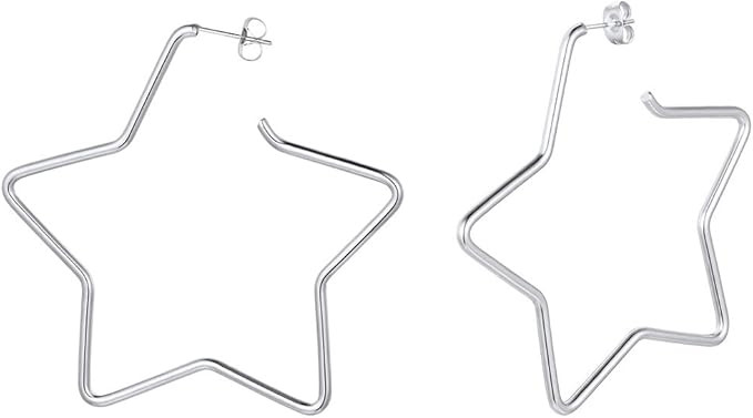 Fashion Star Hoop Earrings for Women Stainless Steel/18K Gold/Black Plated Big Earring Hoops Fit ... | Amazon (US)
