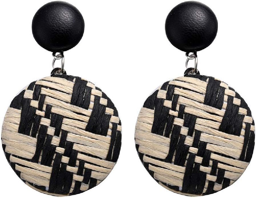 KaFu Woven Rattan Earrings Handmade Wicker Earrings Straw Knit Hoop Lightweight Bohemian Dangle H... | Amazon (US)