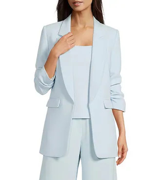 Jemma Ruched 3/4 Sleeve Shawl Collar Twill Boyfriend Blazer | Dillard's
