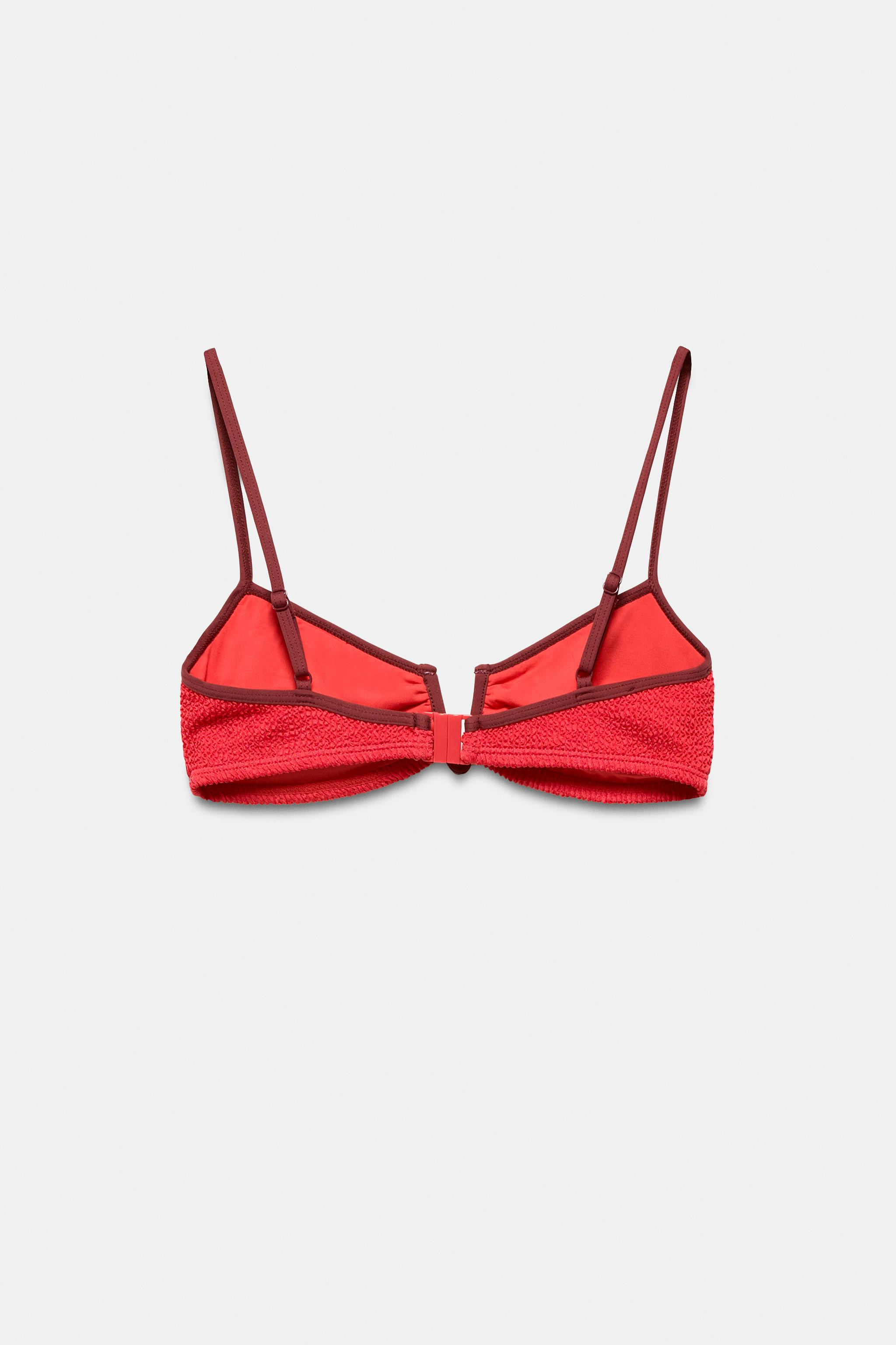 CONTRAST TEXTURED BIKINI TOP | Zara US