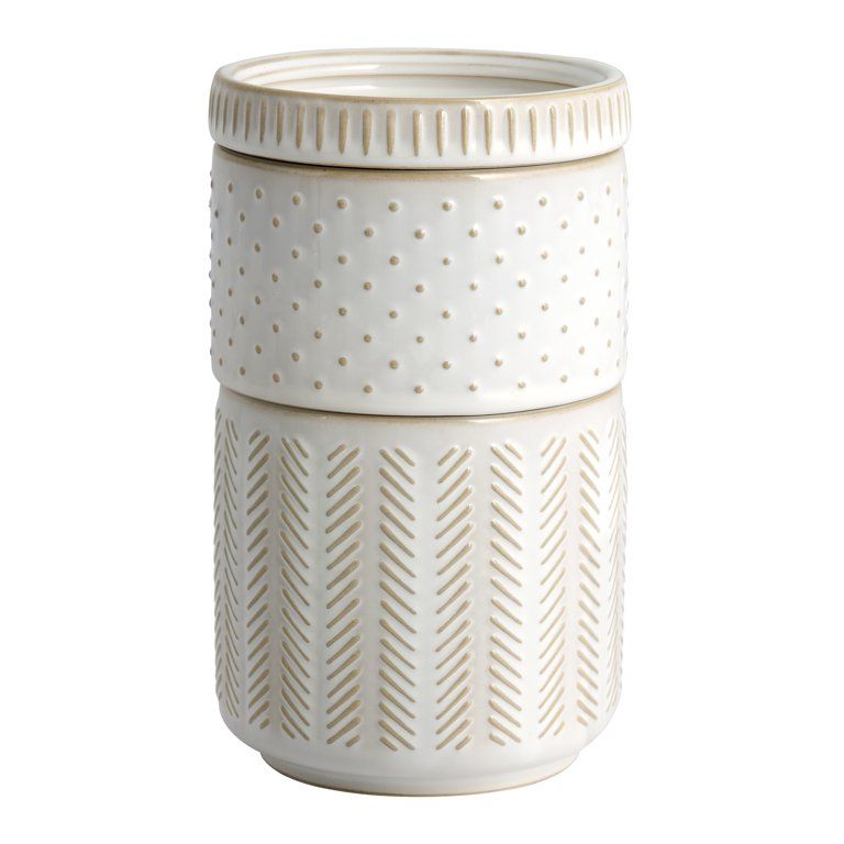 3-Piece Textured Ceramic Stackable Jar Set in Creamy White, Better Homes & Gardens | Walmart (US)