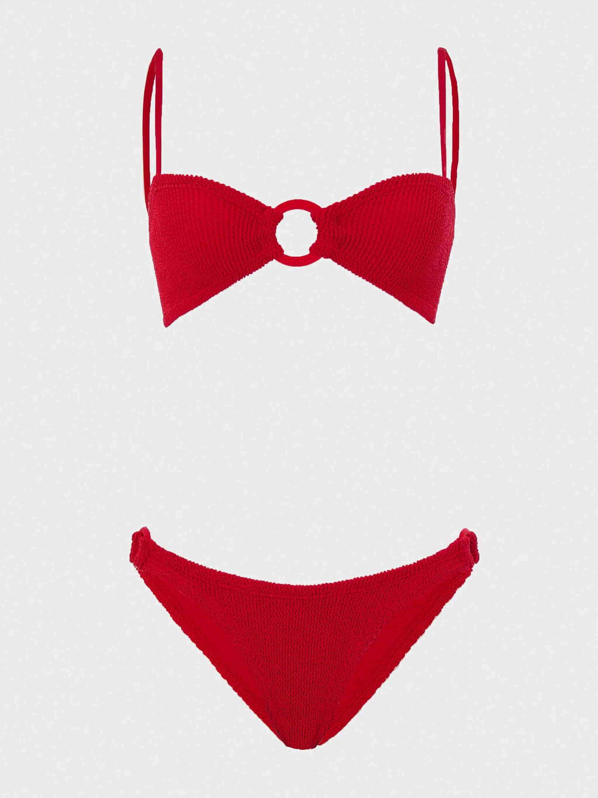 Misty Bikini With Tonal Hoops - Red | HUNZA G