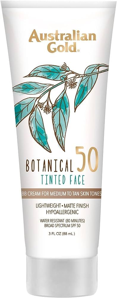 Australian Gold Botanical SPF 50 Tinted Mineral Sunscreen for Face, Non-Chemical BB Cream, Water-... | Amazon (US)