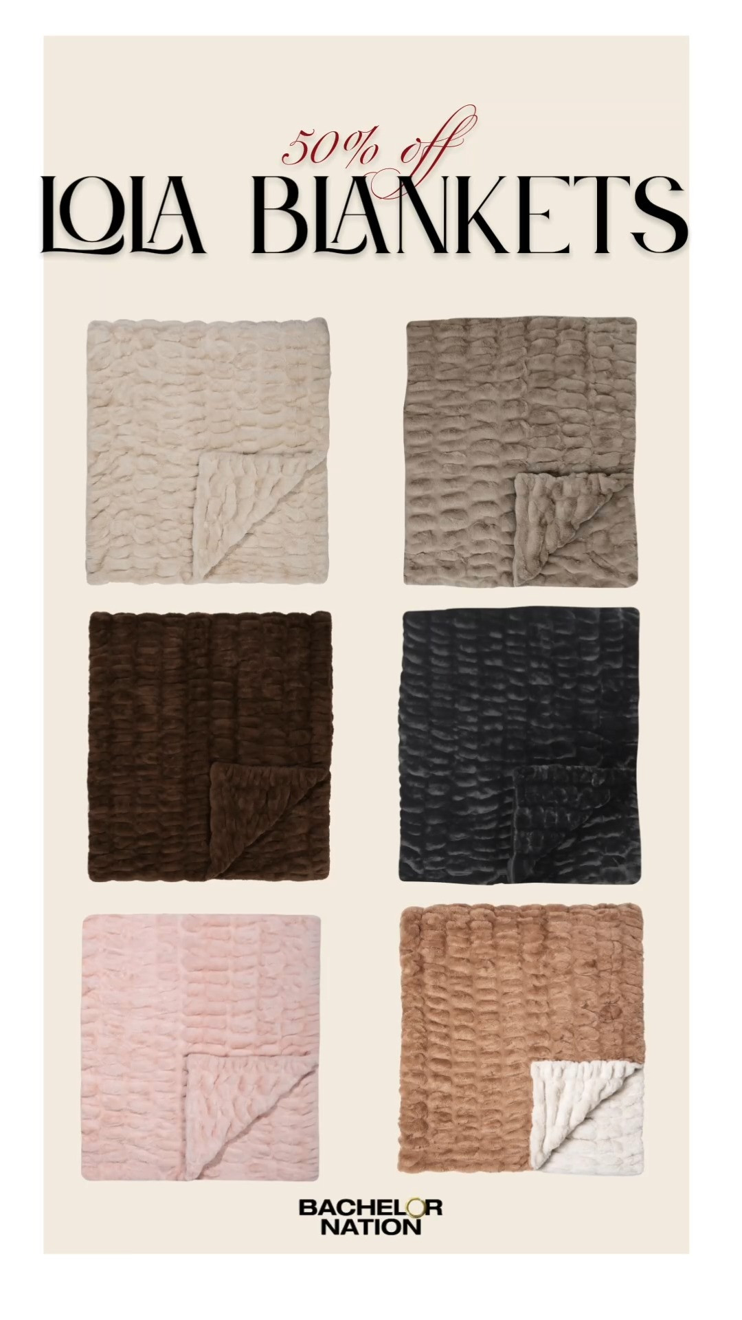 It may be summer out, but make it Winter in! Lola Blankets' biggest sale of the year is here, so snuggle up and rewatch Bachelor Winter Games here: https://www.youtube.com/watch?v=Eg8JPrcBivM 🛋️✨ 

 #LTKootd #LTKHome #LTKSaleAlert