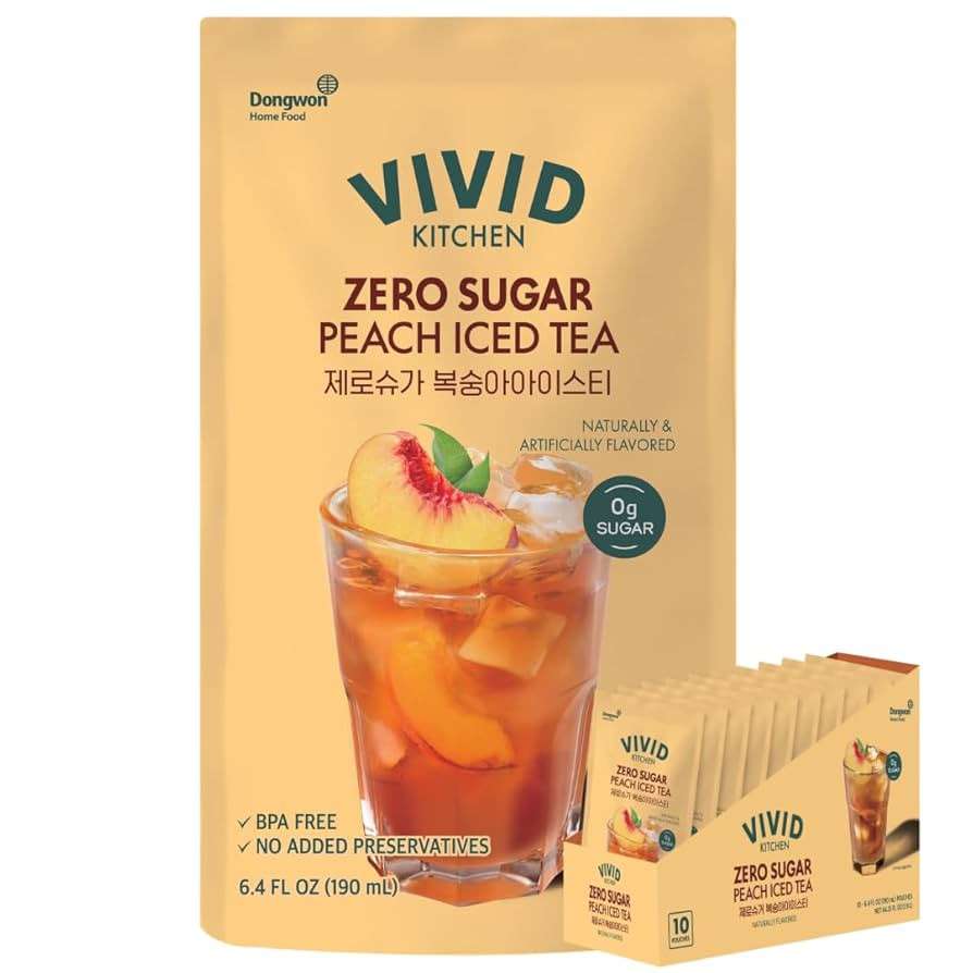 VIVID KITCHEN Peach Iced Tea Pouch Drinks – Zero Sugar, Zero Calories | Korean Convenience Stor... | Amazon (US)