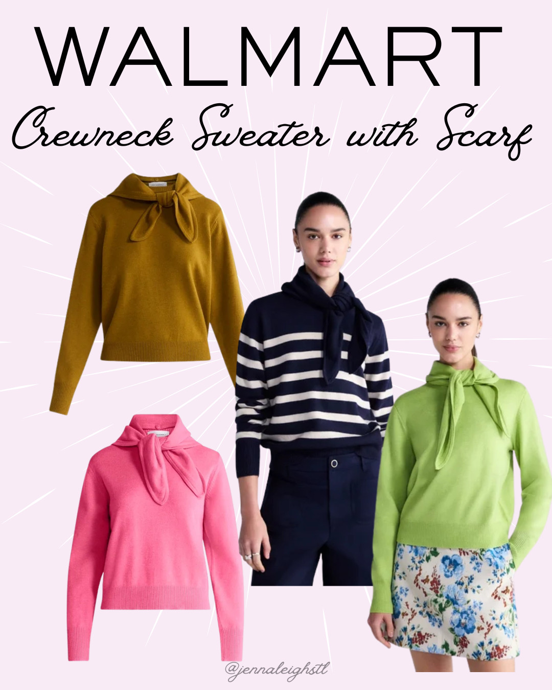 New at Walmart! This Free Assembly cropped crewneck sweater has an attached scarf for the cutest fall look. It comes in 4 different colors, including this fun striped option. Such a cute and easy way to add a little something extra to your fall wardrobe. 

 #LTKSeasonal #LTKMidsize #LTKWorkwear