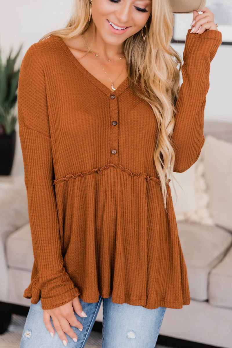 So Perfectly Yours Rust Blouse | The Pink Lily Boutique