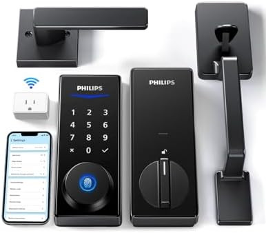 Philips Wi-Fi Smart Lock with Handle, Keyless Entry Keypad Door Lock with Handle, Front Door Dead... | Amazon (US)