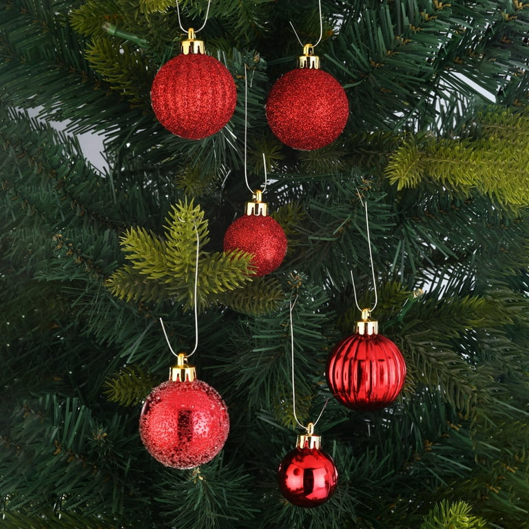 Mini Red Multi-Textured Shatterproof Christmas Ornaments, 20 Count, by Holiday Time | Walmart (US)