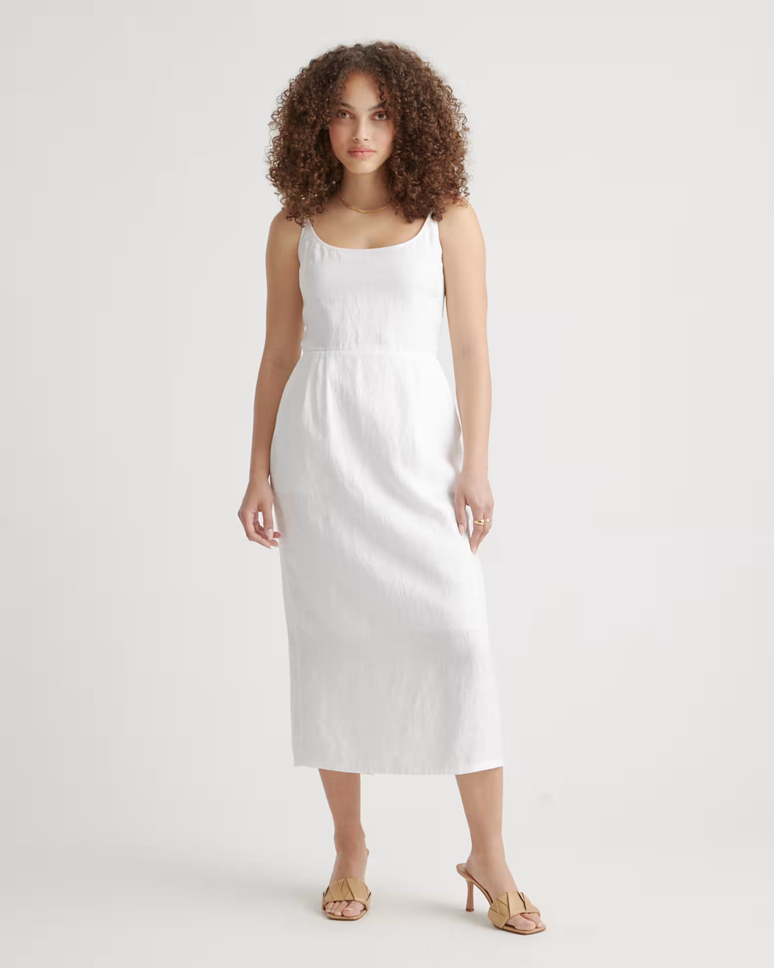 100% European Linen Scoop Neck Midi Dress | Quince