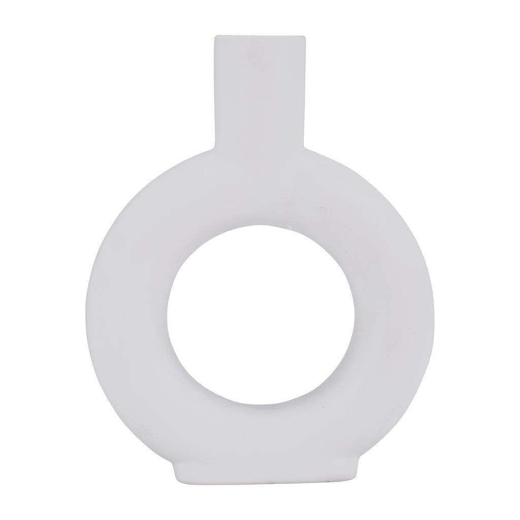 9 Inch Round Cut-Out Vase In White | 1stopbedrooms