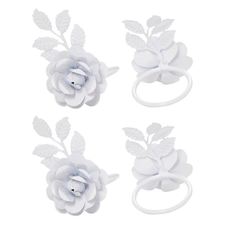 Handcrafted White Rose Napkin Ring Set of 4 | Walmart (US)