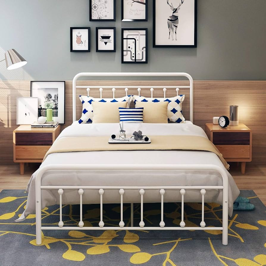 DUMEE Metal Full Size Bed Frame Platform with Vintage Headboard and Footboard Sturdy Premium Stee... | Amazon (US)