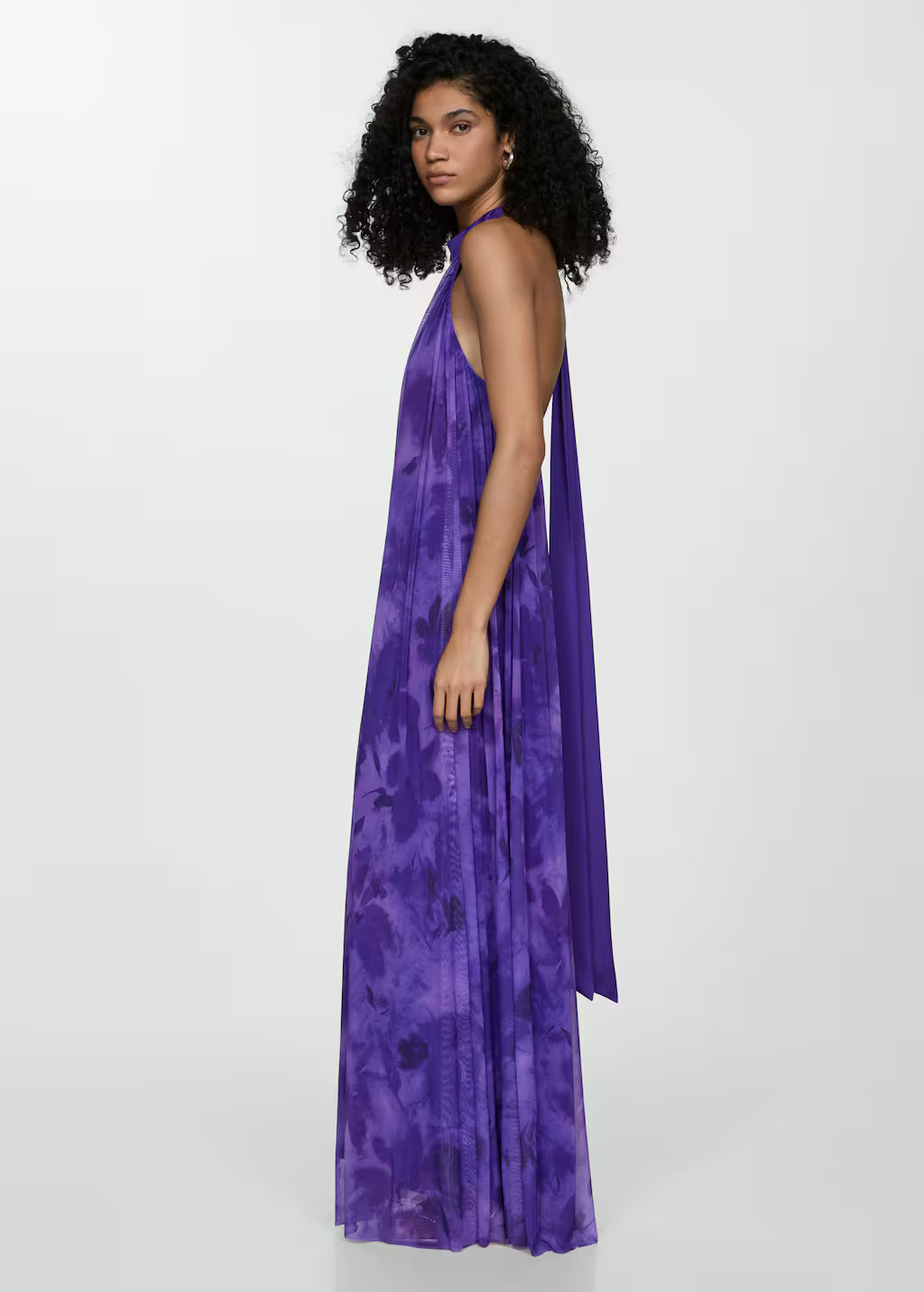 Printed halter-neck dress purple - Women - 6 - MANGO | Mango (US/MX/AU)