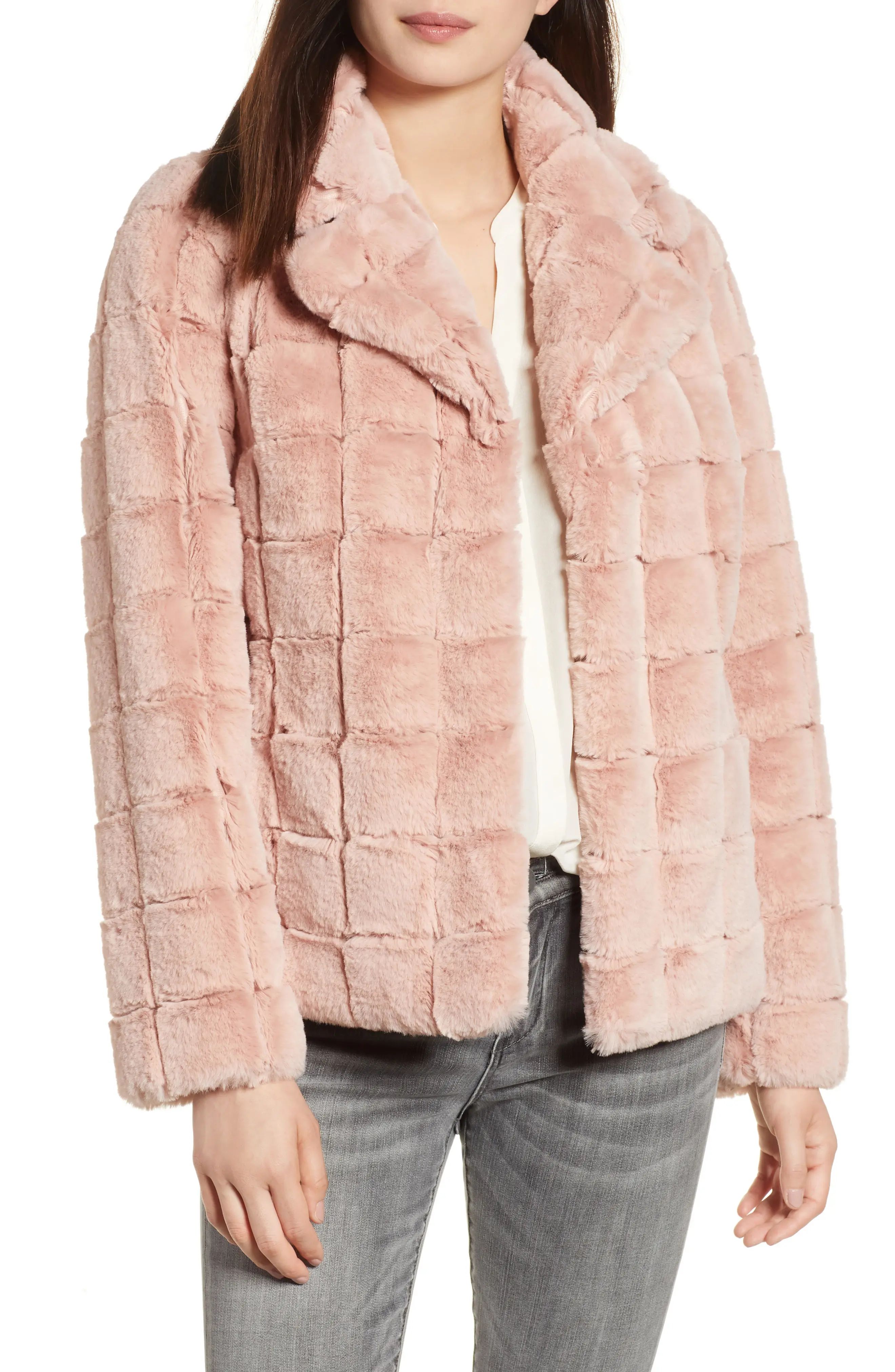Kristen Blake Quilted Faux Fur Jacket (Regular & Petite) | Nordstrom