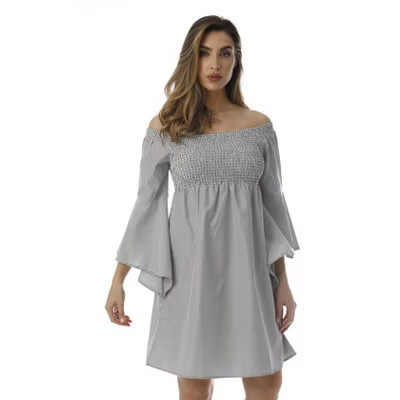 Cocoom Bell Sleeve Dress with Smocking (Black / White, Medium) | Target