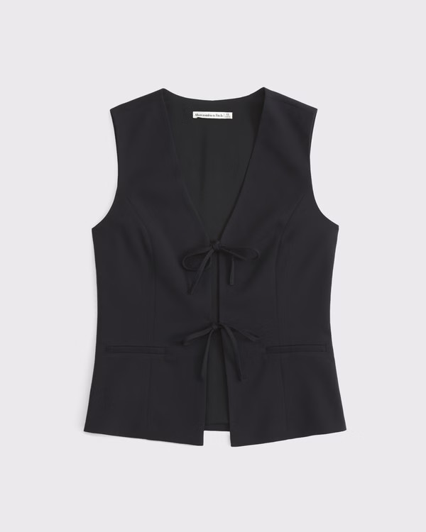 Women's Tie-Front Tailored Vest | Women's | Abercrombie.com | Abercrombie & Fitch (US)
