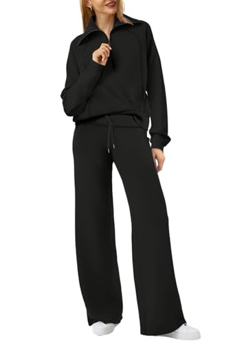 XIEERDUO Lounge Sets For Women Travel Outfits 2 Piece Fall Fashion 2025 Sweatsuit Set Winter Clothing Black M | Amazon (US)