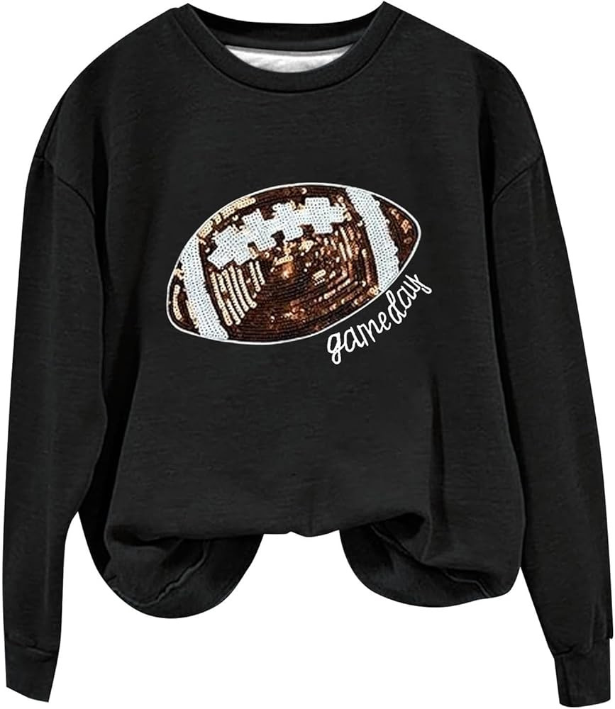 Game Day Football Sweatshirt for Women Cute Loose Football Graphic Print Pullover Long Sleeve Cre... | Amazon (US)
