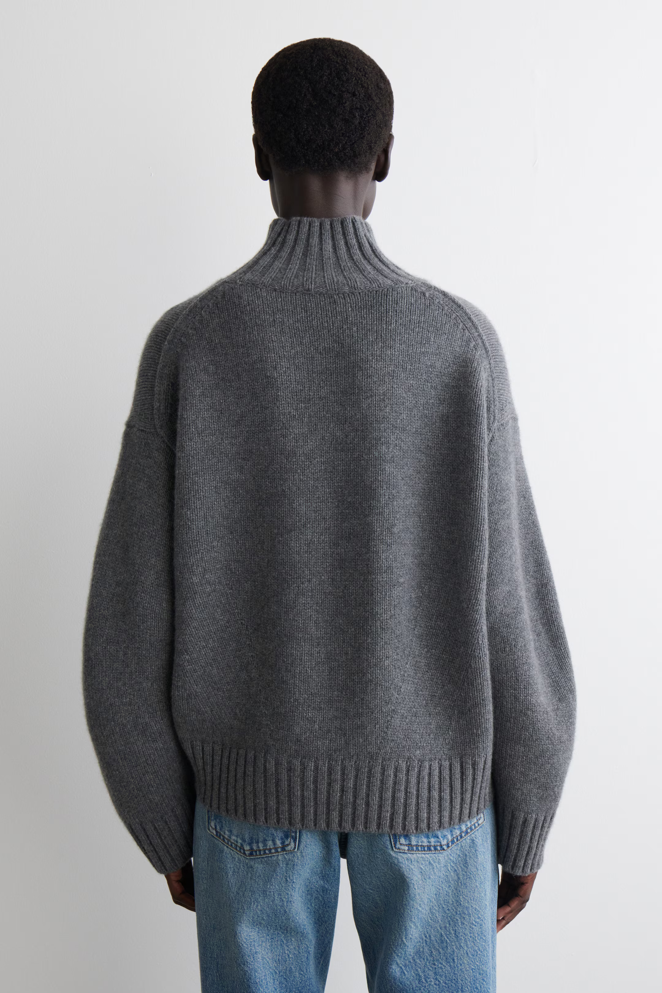 CASHMERE FUNNEL-NECK JUMPER - DARK-GREY MÉLANGE | COS GB | COS UK