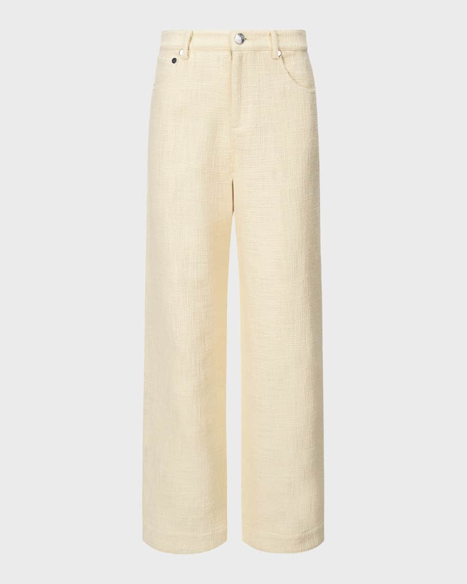 STAUD Grayson Wide-Leg Cotton Tweed Pants | Neiman Marcus