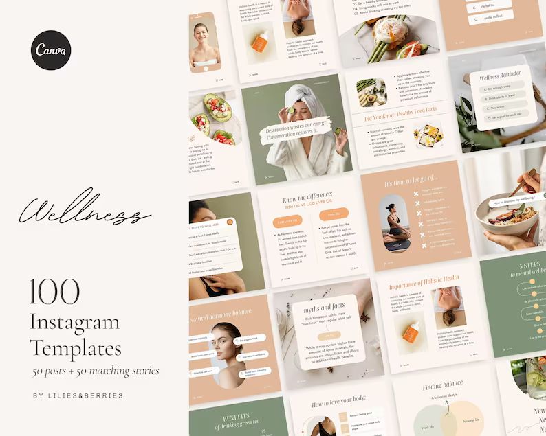 Health and wellness Instagram templates Wellness posts Wellness social media post Wellness coach ... | Etsy (US)