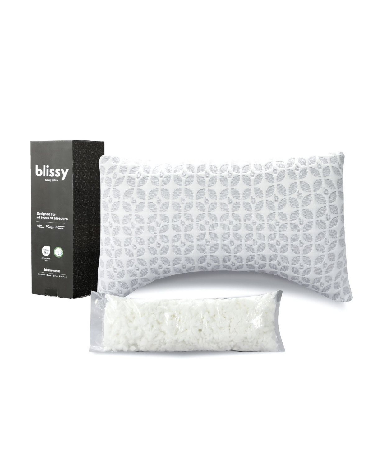 Blissy Signature Crescent Adjustable Pillow, King - White | Macy's