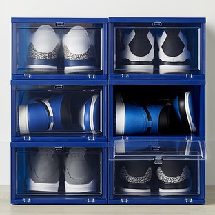 Large Blue Drop-Front Shoe Box Case of 6 | The Container Store