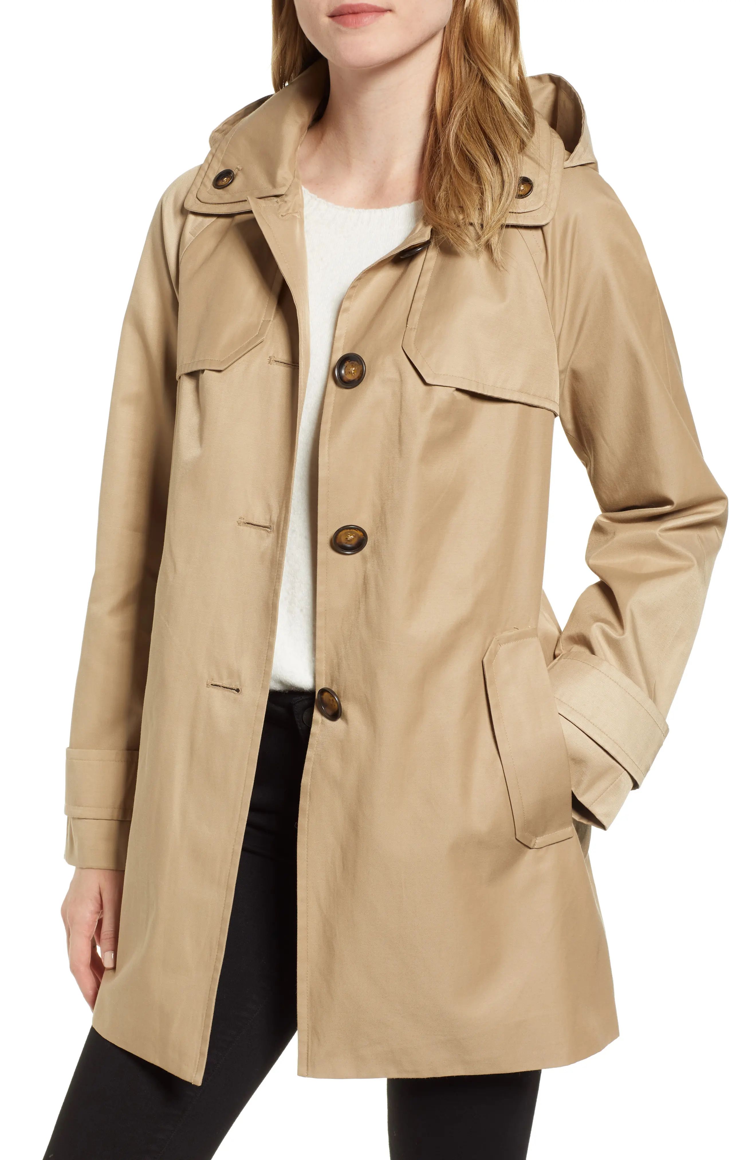 London Fog Removable Hood Rain Coat | Nordstrom