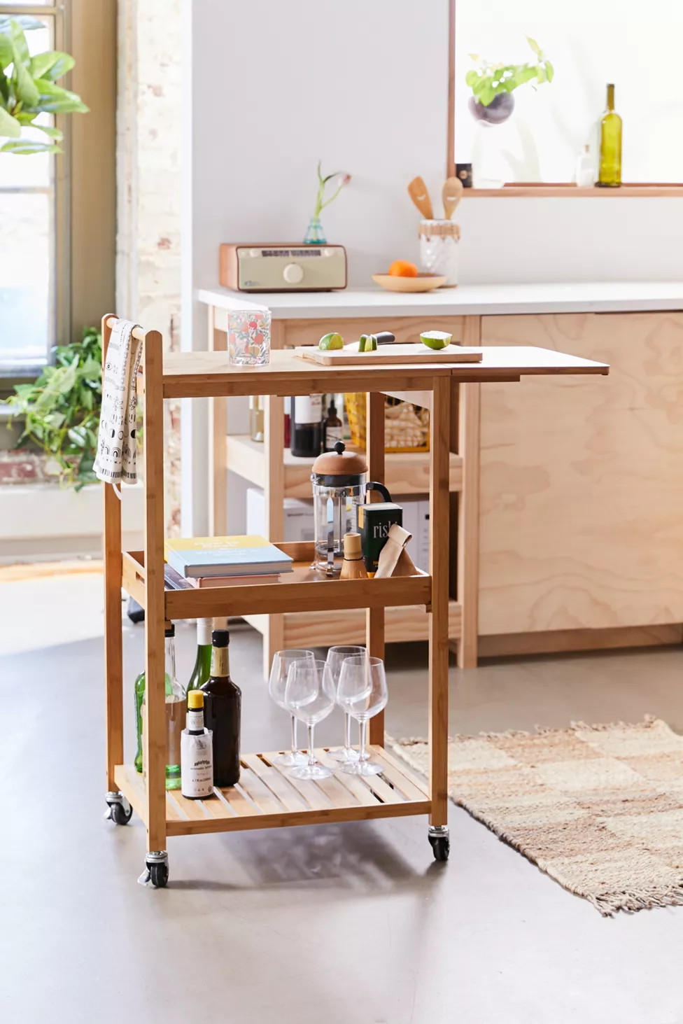 Bamboo Rolling Kitchen Cart | Urban Outfitters (US and RoW)