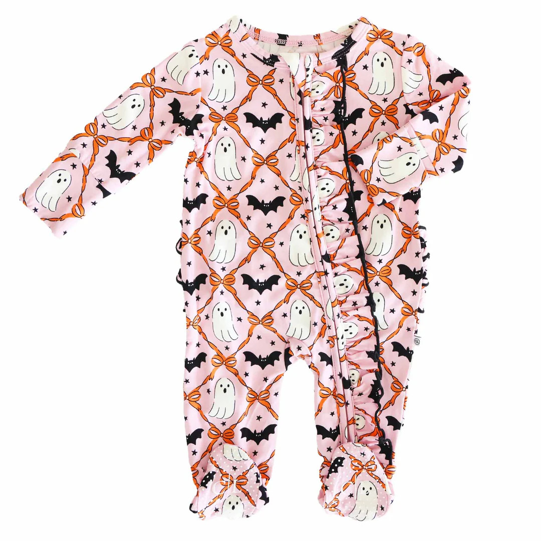 Boo Babes Ruffle Zipper Footie | Caden Lane