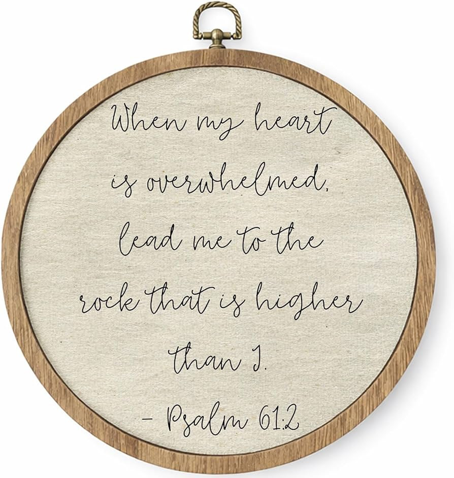 HYKDFMNCJ Christian Bible Verse Round Framed Wall Art, Psalm 61:2 Scripture Religious Wall Hangin... | Amazon (US)