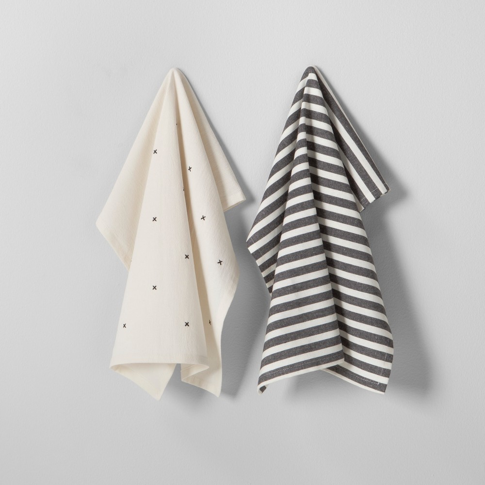 Kitchen Towel Set (2pk) - Black/Cream (Ivory) - Hearth & Hand with Magnolia | Target
