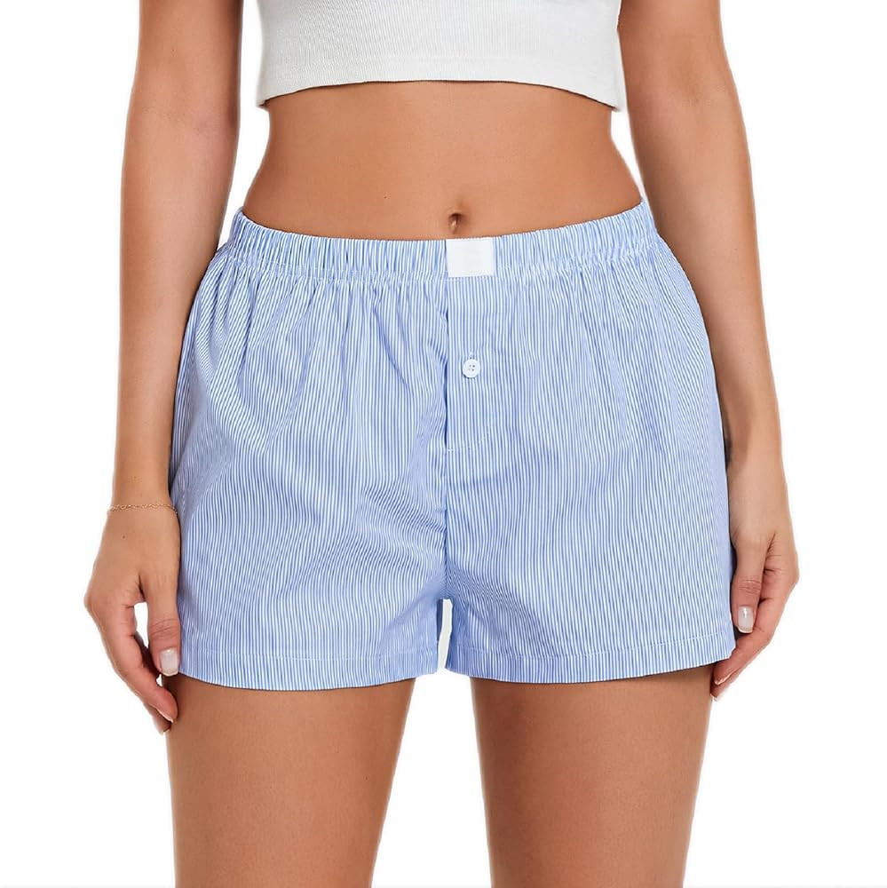 Women Y2k Plaid Shorts Elastic Waisted Gingham Pajama Shorts Plaid Boxers Shorts Lounge Sleep Sho... | Amazon (US)