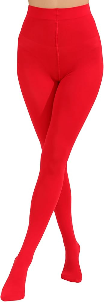 Women's 80 Denier Solid Color Opaque Tights, High Waist Footed Pantyhose | Amazon (US)