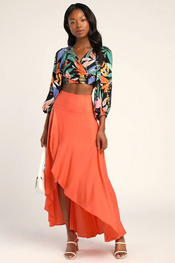 Ambrosio Orange High-Low Maxi Skirt | Lulus (US)