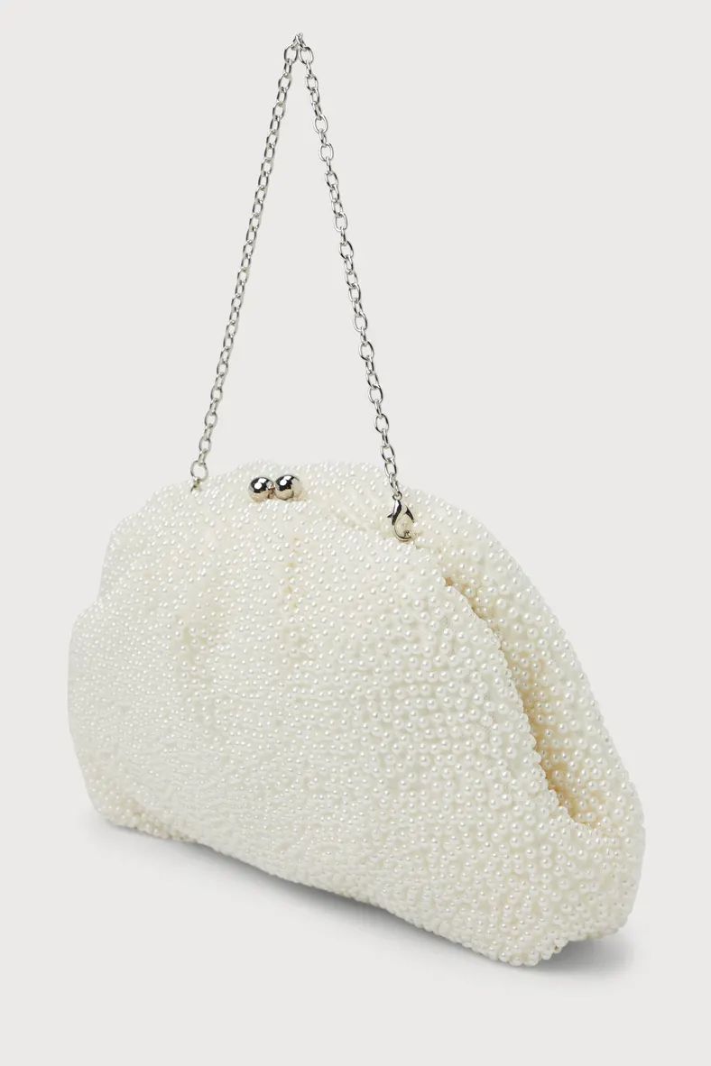 Glowing Glamour White Pearl Oversized Clutch | Lulus