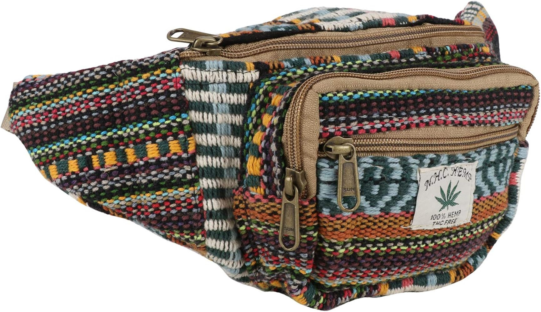 Hemp Fanny Pack,Adjustable Waist and Multiple Pockets,Waist Bag & for all purpose (Multicolored) | Amazon (US)