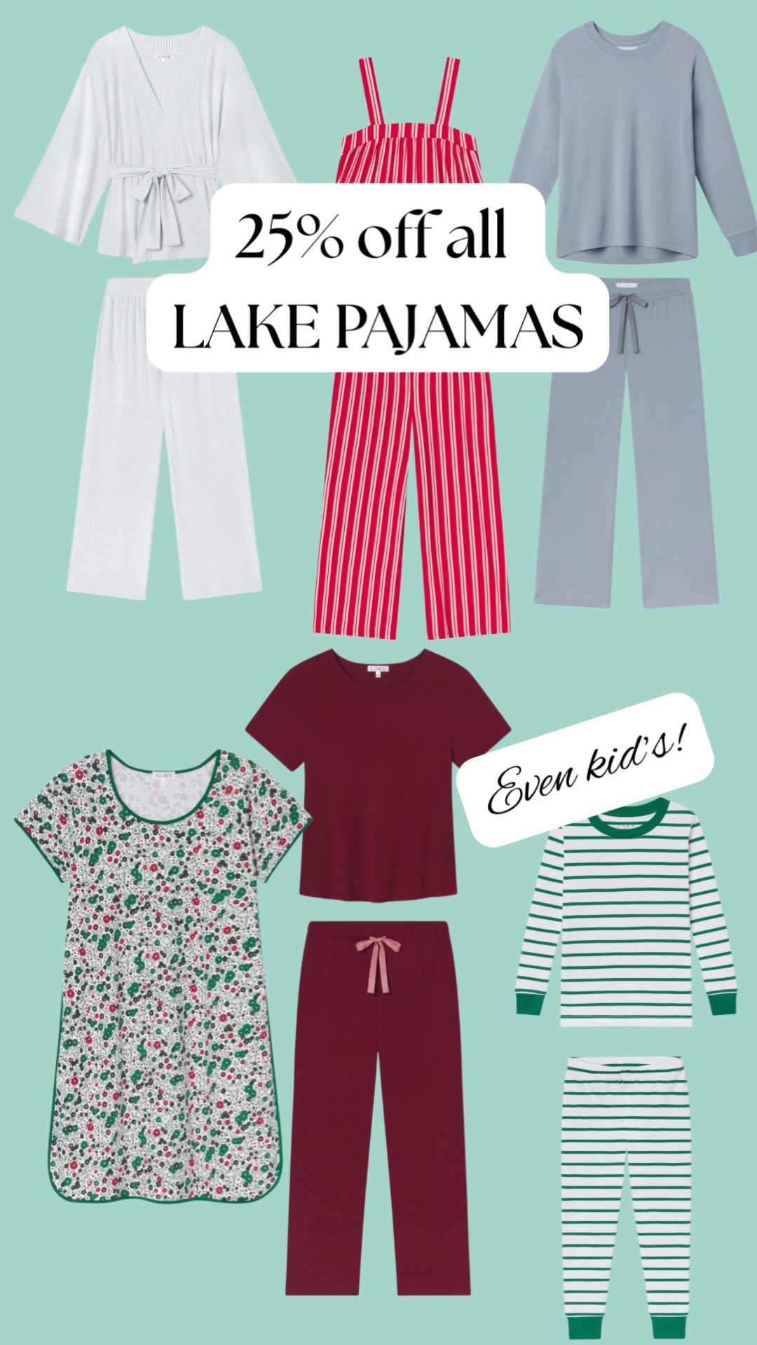 The most luxurious of all pajama sets, LAKE is having a big sale! Finally - they're giving us 25% off everything on the site!! I own multiple sets of LAKE pjs and they are on my Christmas list every year. You don't want to miss this sale - for yourself and someone you love! 

#LTKSaleAlert #LTKGiftGuide #LTKFindsUnder100