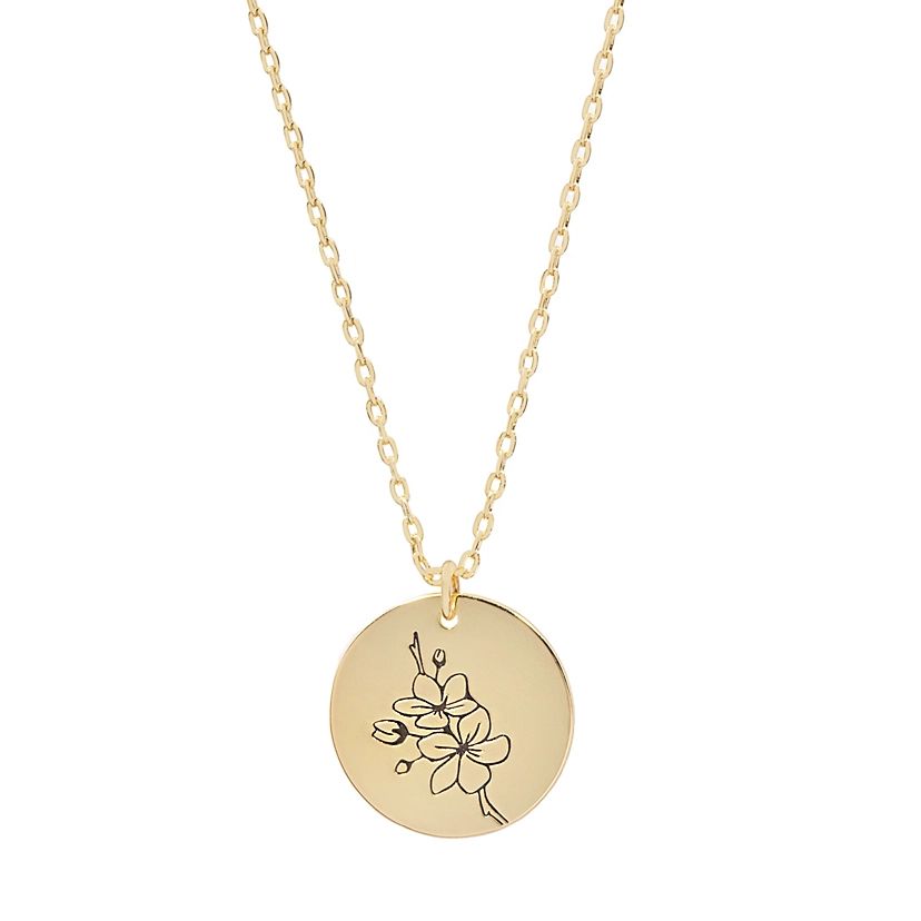 LC Lauren Conrad "Beauty" Cherry Blossom Engraved Pendant Necklace | Kohl's