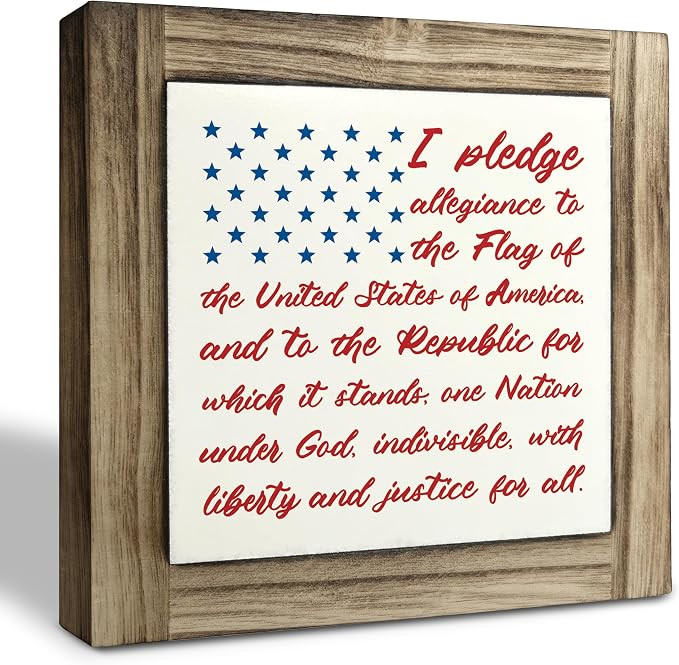 Americana Decor Wooden Sign, Patriotic American Flag Pledge of Allegiance Plaque, 4th of July Dec... | Amazon (US)