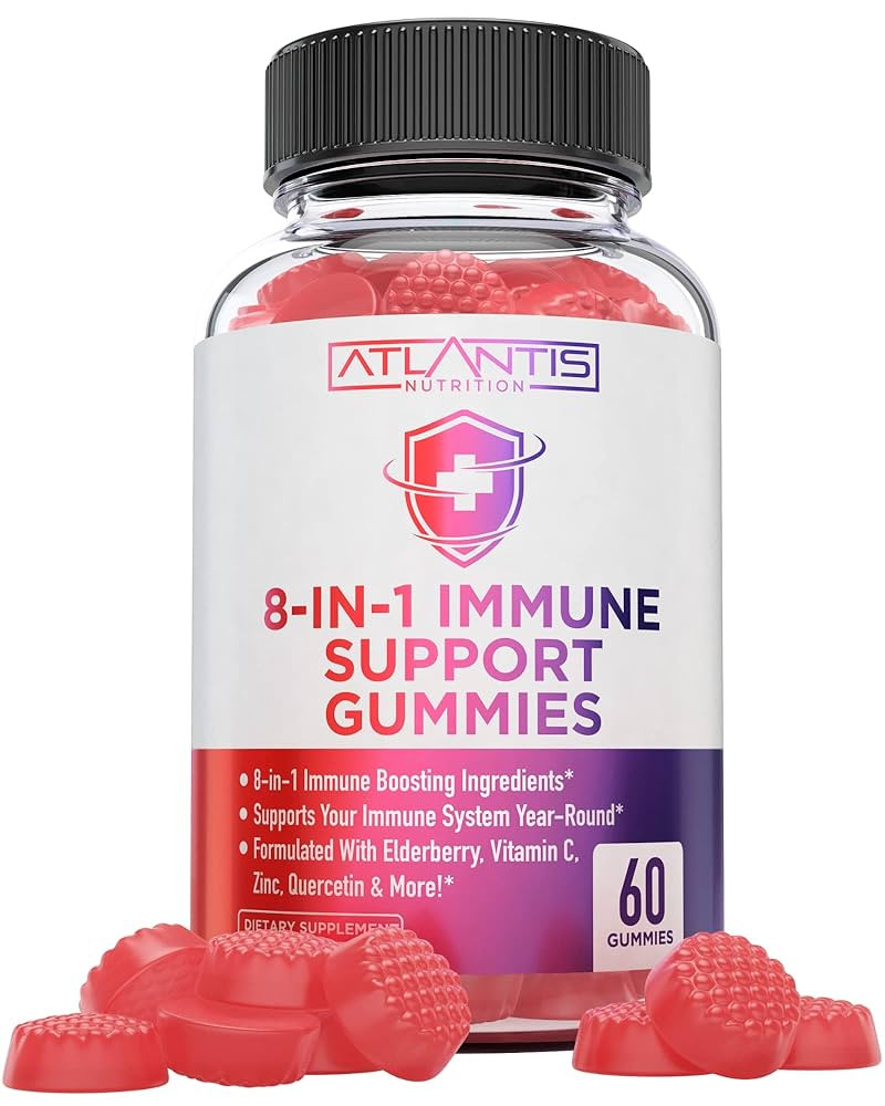 Atlantis Nutrition 8-in-1 Immune Support Gummies with Elderberry | Immune Supplement with Elderbe... | Amazon (US)