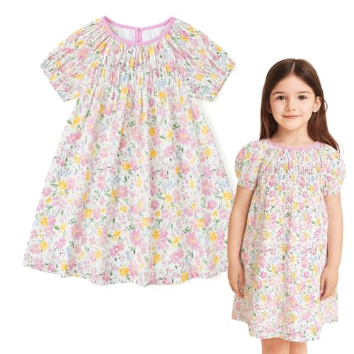 Simplee kids Baby Girls Casual Dress Toddler Smocking Dress Floral Print Sundress for Spring Summ... | Amazon (US)