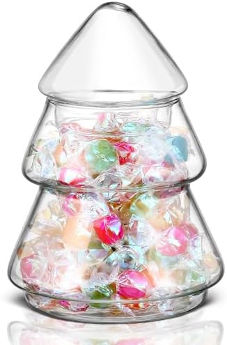 Sliner Christmas Tree Candy Jars Glass Cookie Jars with Lids Lovely Christmas Tree Jar Bowl Food ... | Amazon (US)