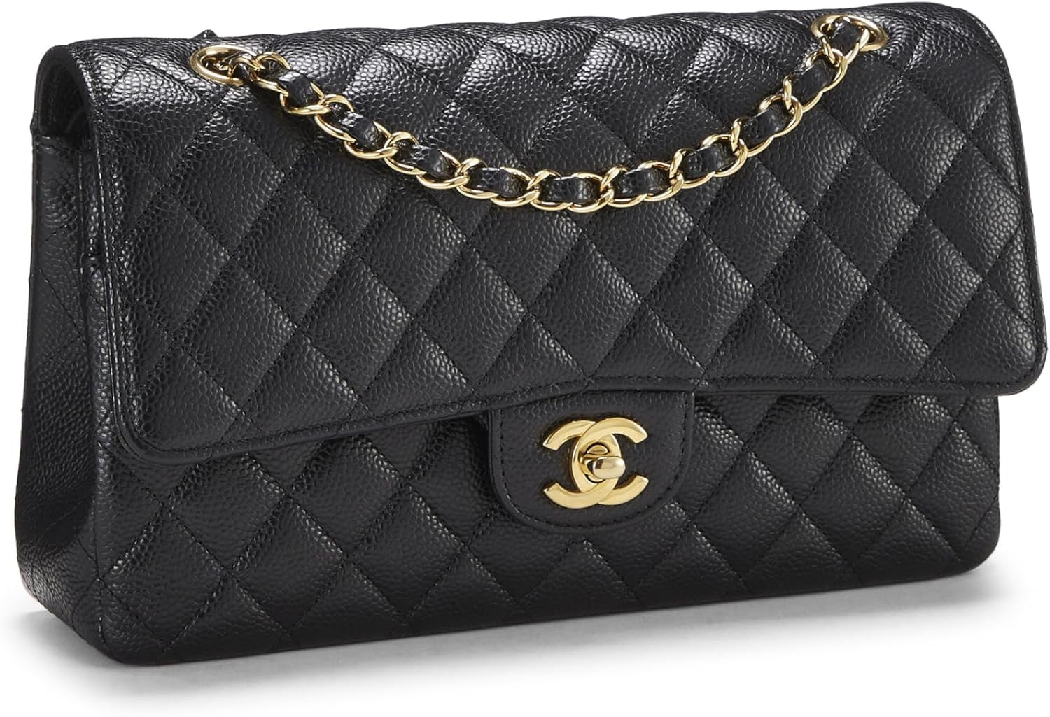 Amazon.com: Chanel, Pre-Loved Black Quilted Caviar Classic Double Flap Medium, Black : Luxury Sto... | Amazon (US)