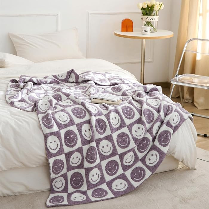 YIRUIO Throw Blankets Checkerboard Checkered Microfiber Lavender | Amazon (US)