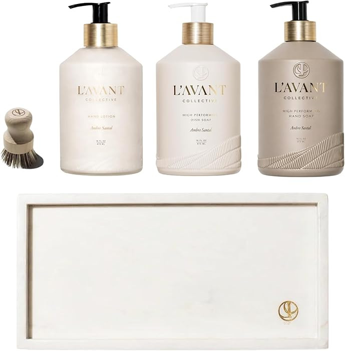 L'AVANT Collective Luxury Sink-Side Starter Bundle Includes White Marble Tray, Hand & Dish Soap, ... | Amazon (US)