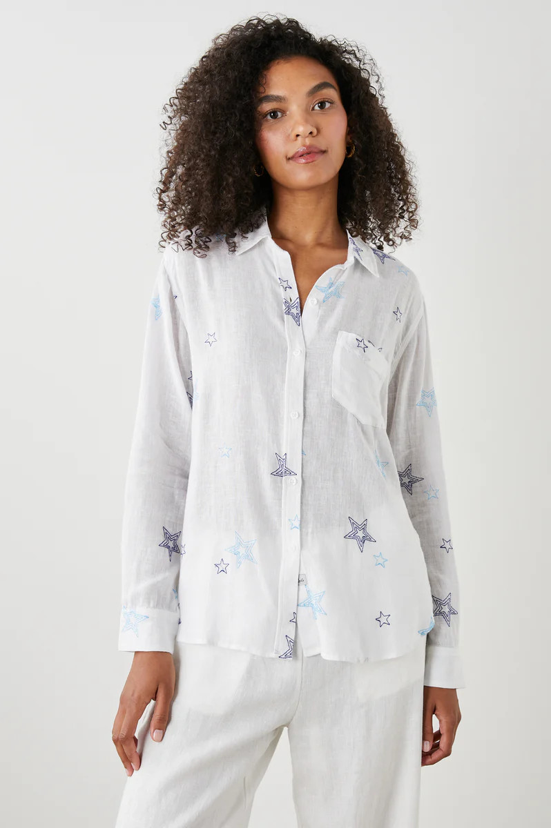 CHARLI SHIRT - NAVY STITCHED STARS | Rails
