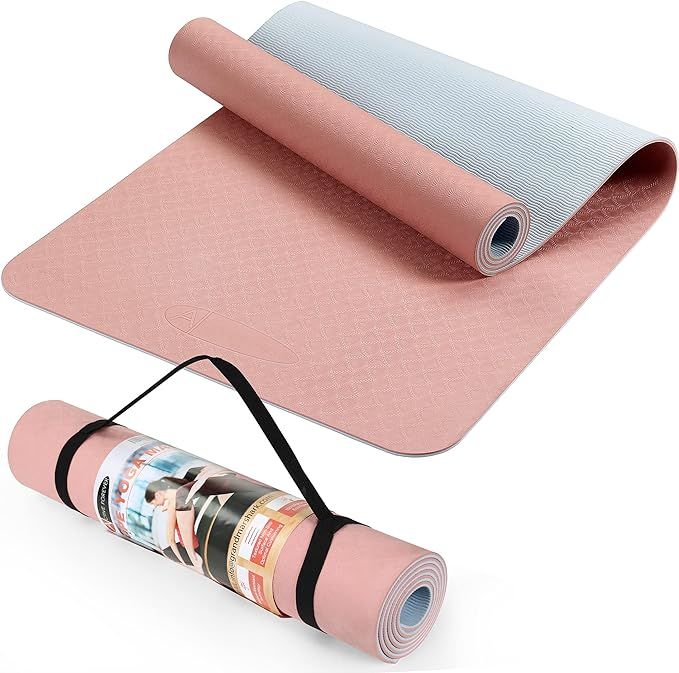 ACTIVE FOREVER Yoga Mat for Women men, Non-Slip, TPE Exercise Mat With Carrying Straps, Workout M... | Amazon (UK)